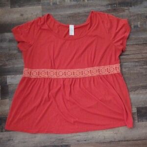Women's Coral Lace Trim Top